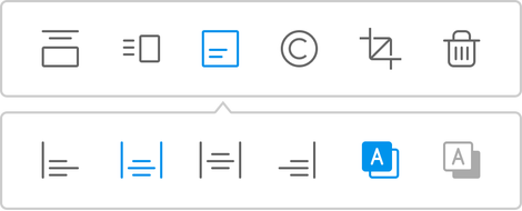 Impact layout option highlighted. Bottom row l-r (title alignment: bottom left, bottom center, horizontal/vertical center, bottom right, reverse color scheme: white title on black gradient, black title on white gradient)
